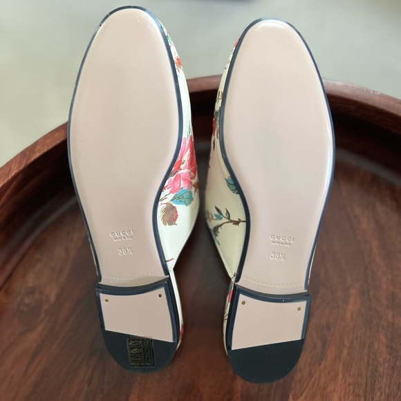 Gucci floral print leather loafers 38.5 - Picture 2 of 6